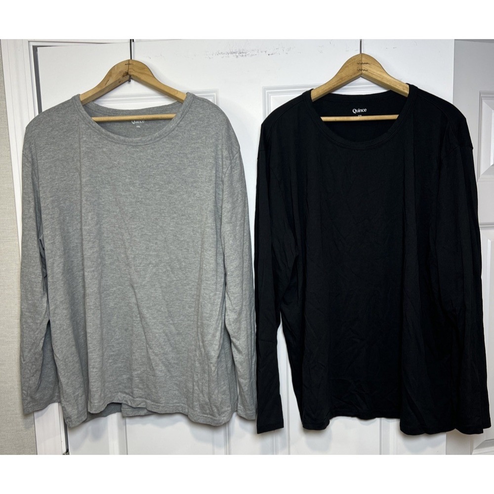 Quince Men's XXL Long Sleeve Shirt Lot of 2 Cotton Modal Black Gray NWOT